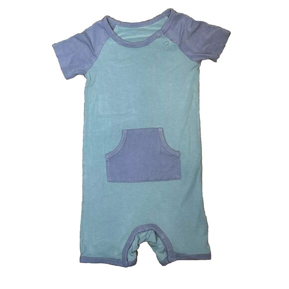 KYTE BABY Shortall Romper 4T Blue Seafoam Slate Shortie Boy Girl Bamboo - Picture 1 of 8